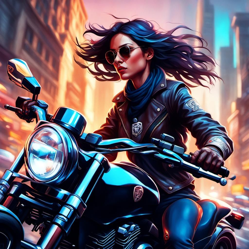 Motorcycle Rider Portrait in Hyperdetailed Style