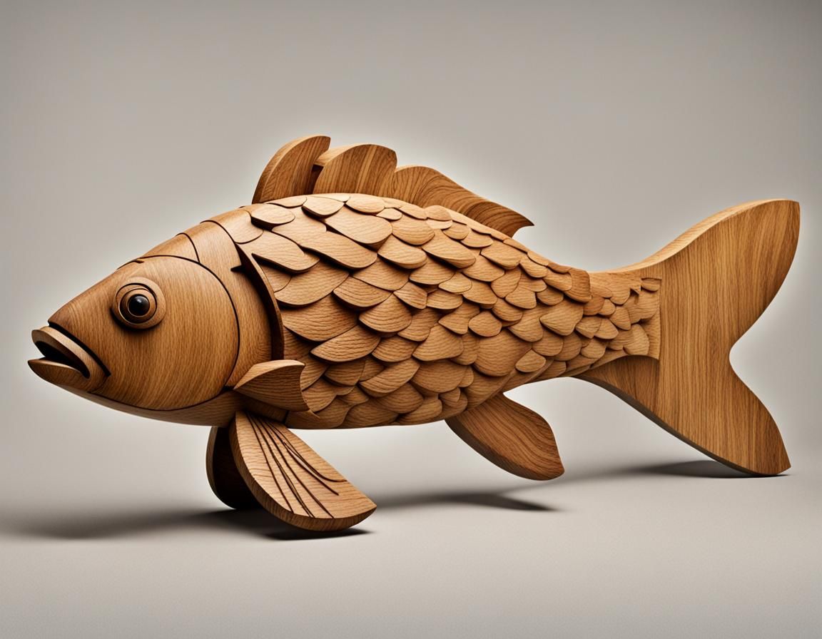 Oak Fish: An AI-Generated Wooden Sculpture
