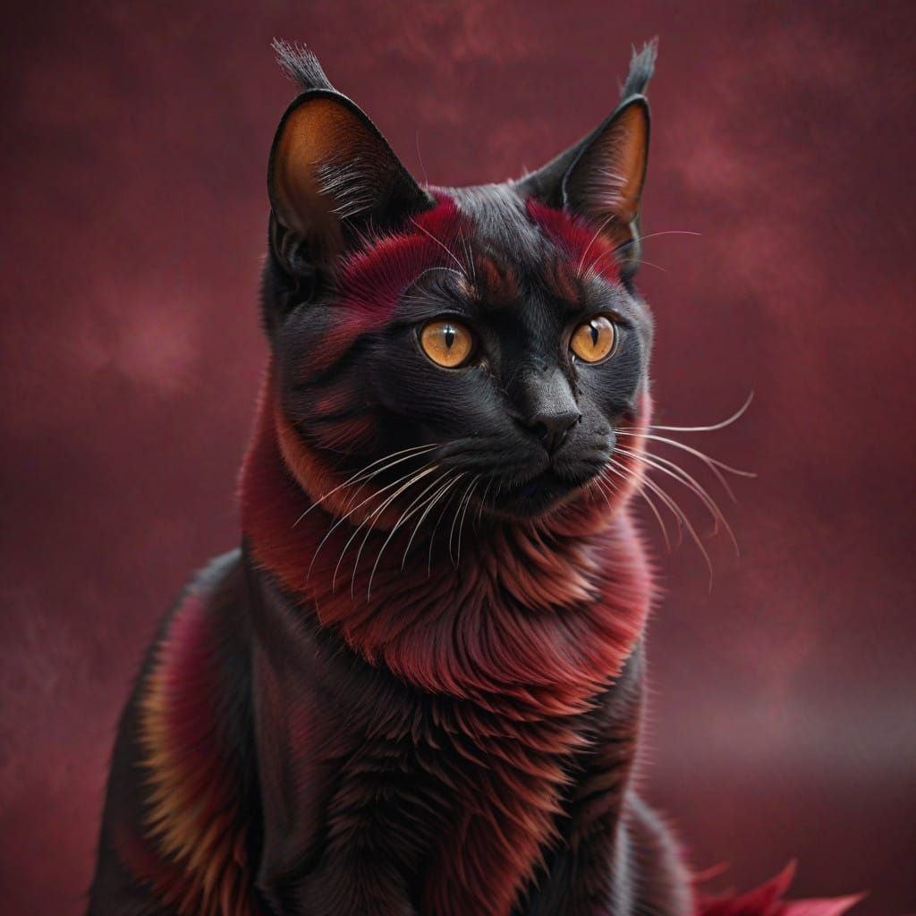 Majestic Chimera Cat in Burgundy Fusion