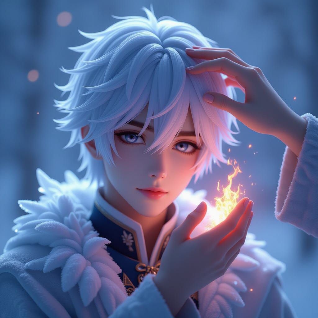 Ethereal Being of Ice and Fire Gently Touched