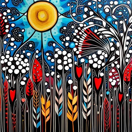 Garden in Forest: Mixed Media Digital Art