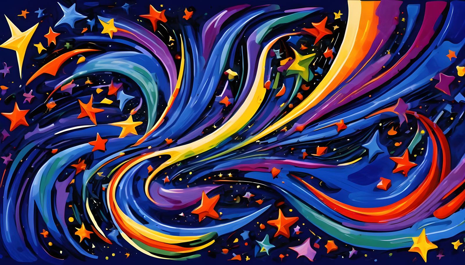 Surreal Cosmos of Stars in a Miró-Inspired Style