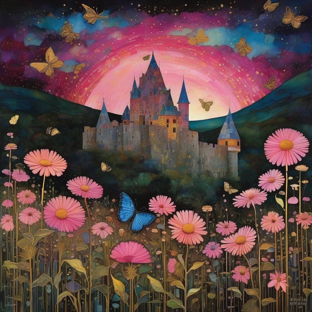 Golden Cosmic Surrealism in the Style of Franklin Booth