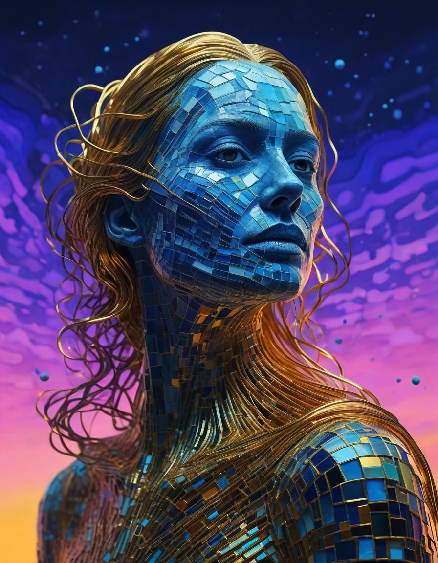 Ethereal Figure in Biopunk Style with Neon Lighting