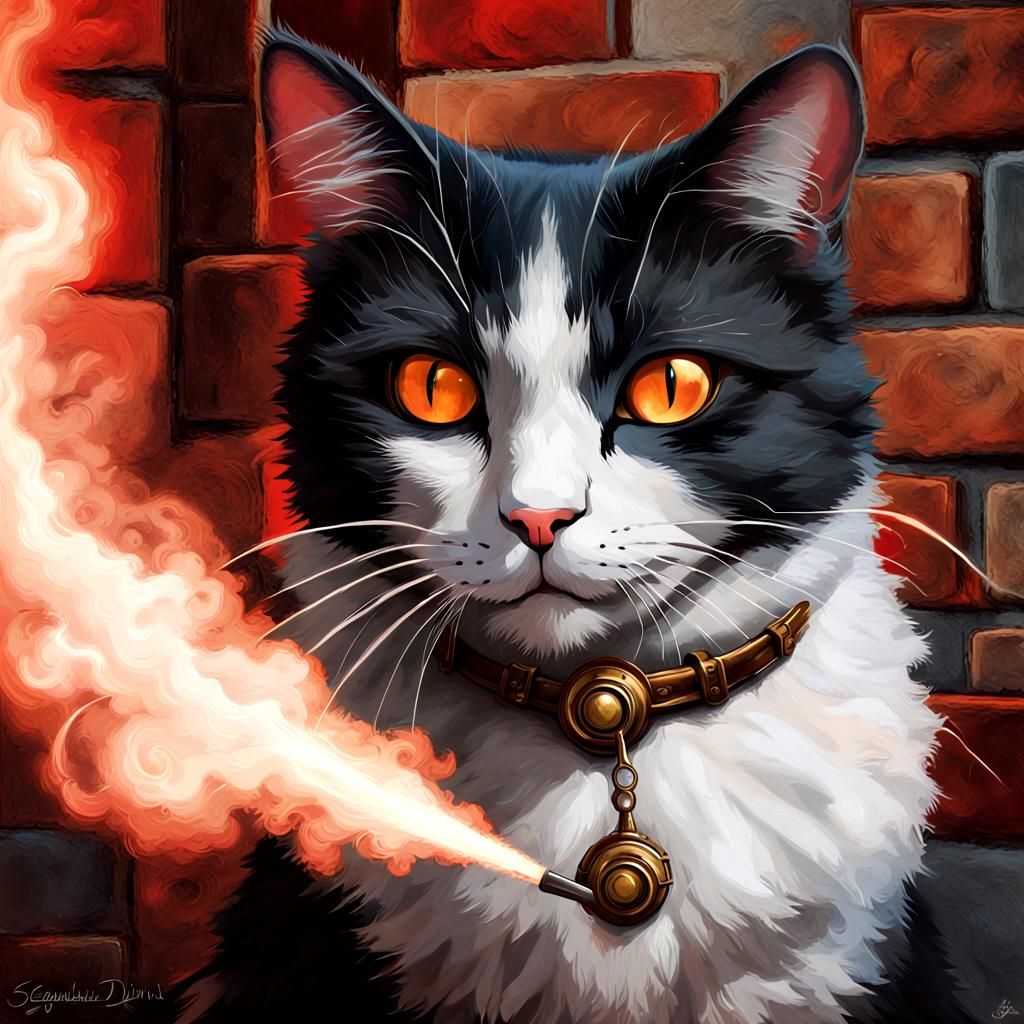 Detailed Cat and Mouse with Steampunk Elements