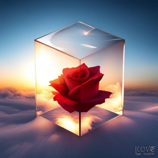 Crystal Cube with Rose and Bug: Fantasy Concept Art