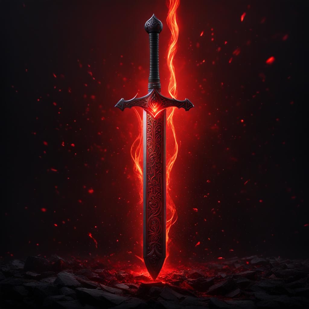 Legendary Black Sword with Glowing Runes