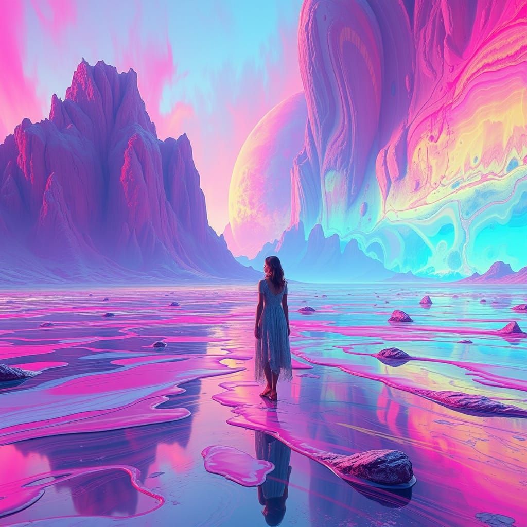 Dreamlike Figure in a Melting Color Field