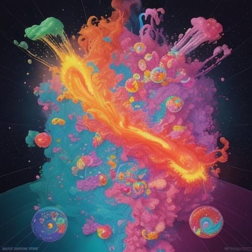 Cosmic Water and Fire in Candy Art Style