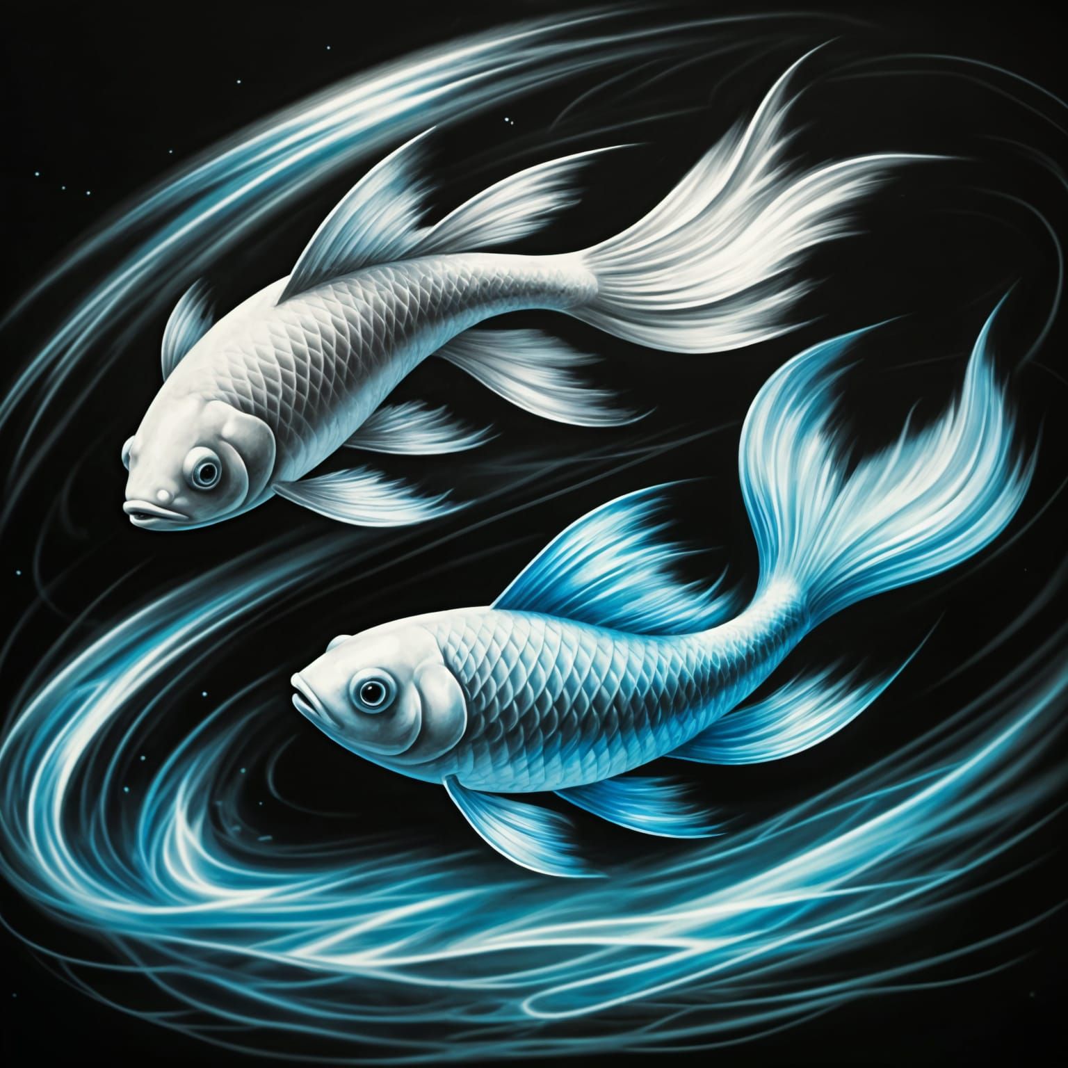 Ethereal Pisces Zodiac in Charcoal and Blue