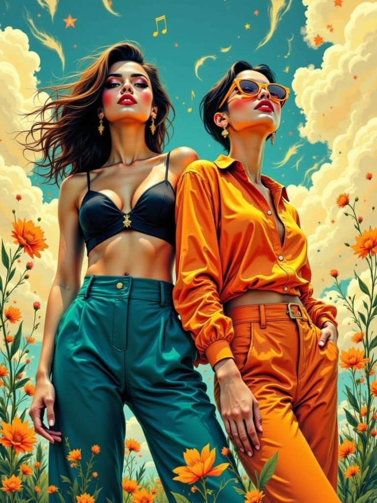 Vibrant Women Emerge in a Dreamy, Surreal Landscape