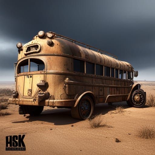 Armored Post-Apocalyptic School Bus: Dark Fantasy Concept Ar...