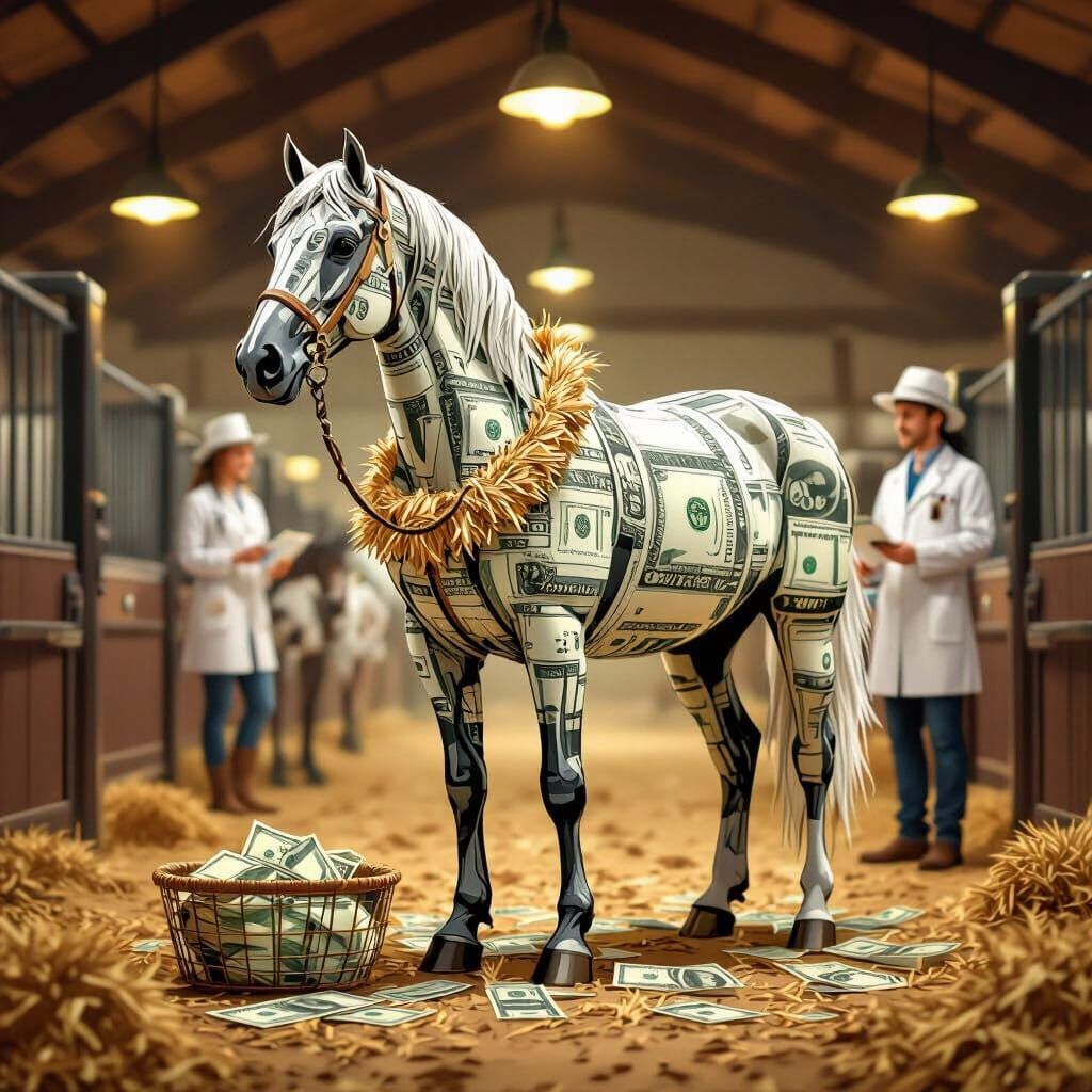 Horse Made of Money in Stable