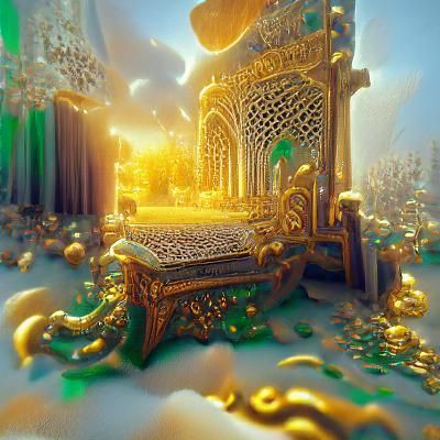 Golden Throne with Quran in Divine Heaven