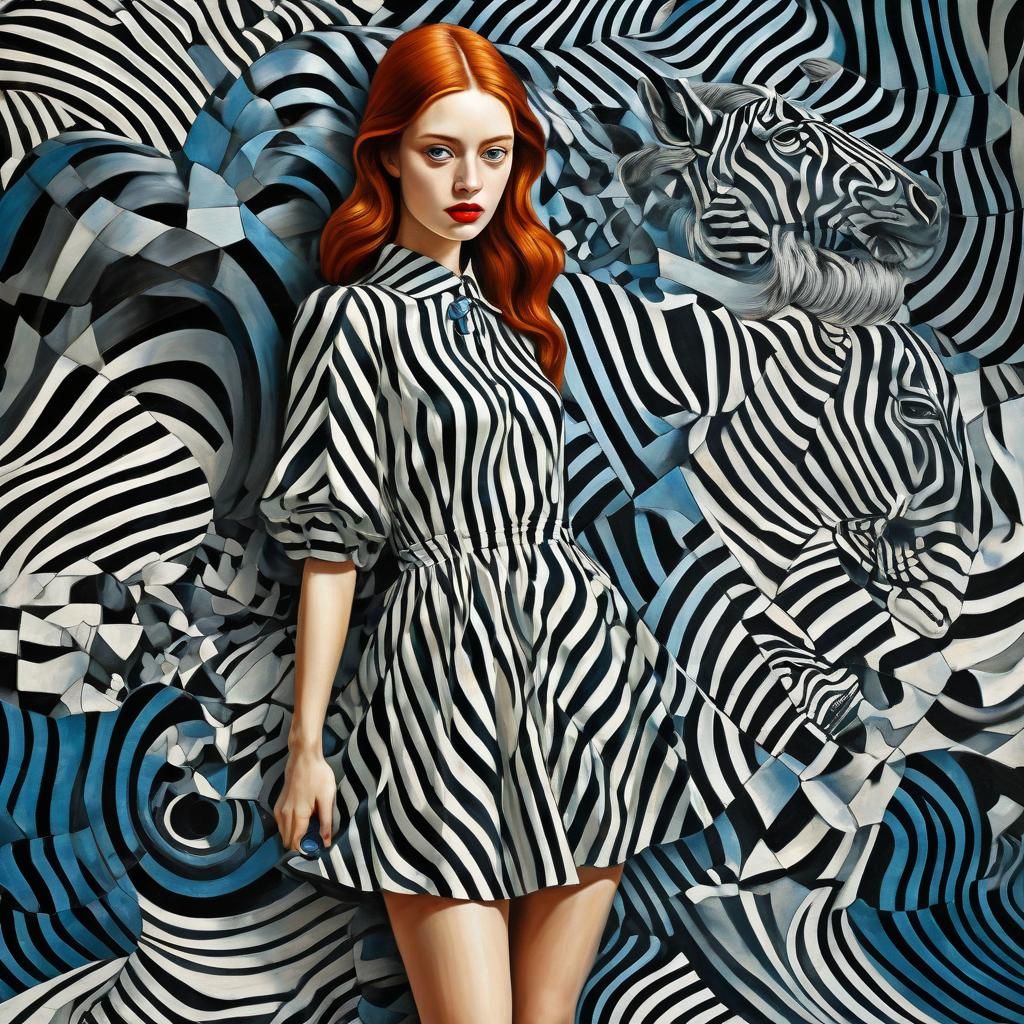 Escher-Inspired Optical Illusion with Zebra Stripes