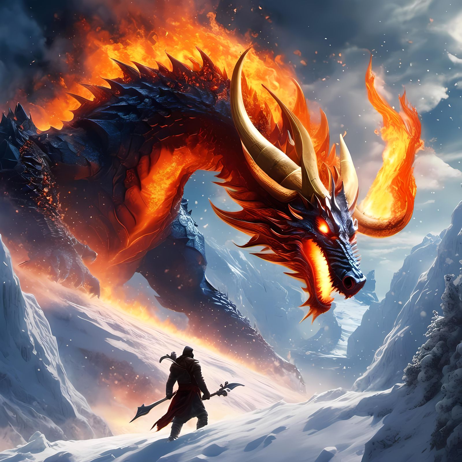 Conceptual Fire and Ice Illustration