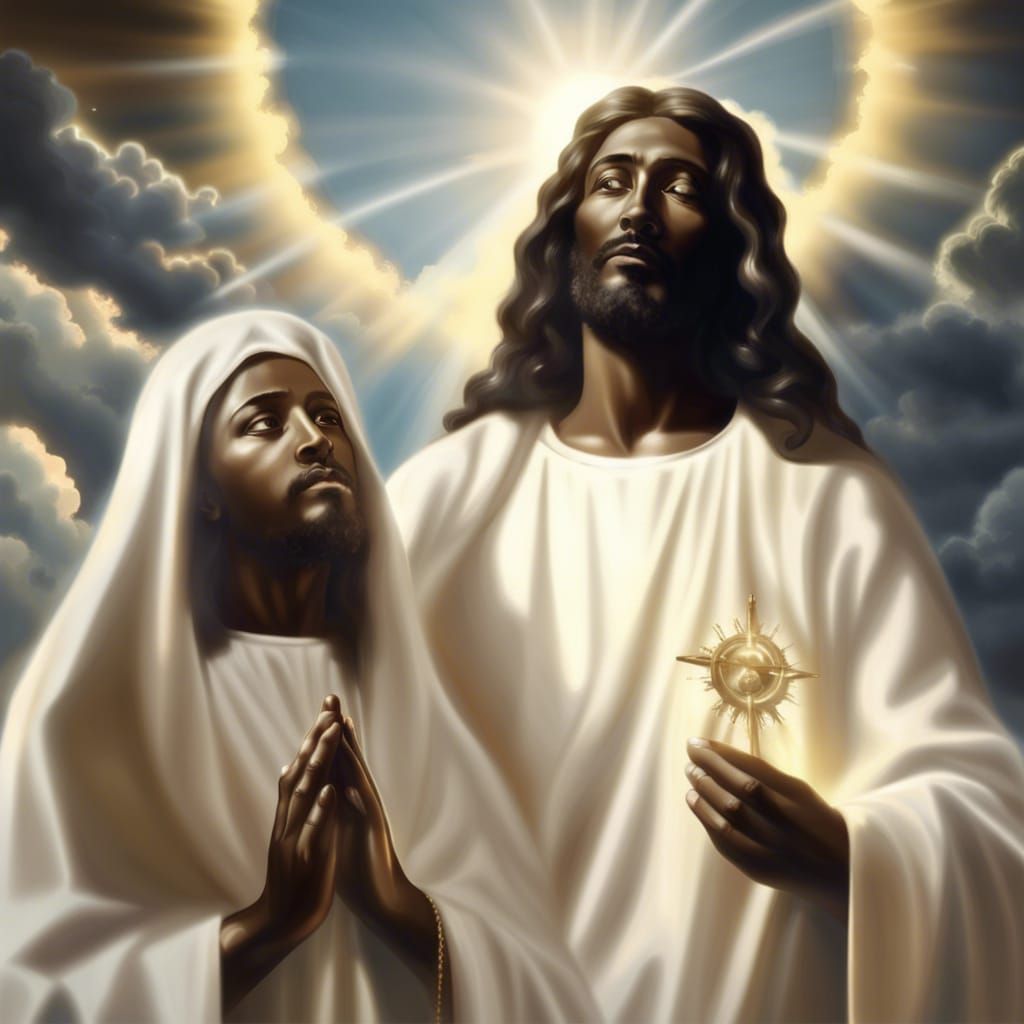 Black Jesus and Mary Magdalene in Divine Light