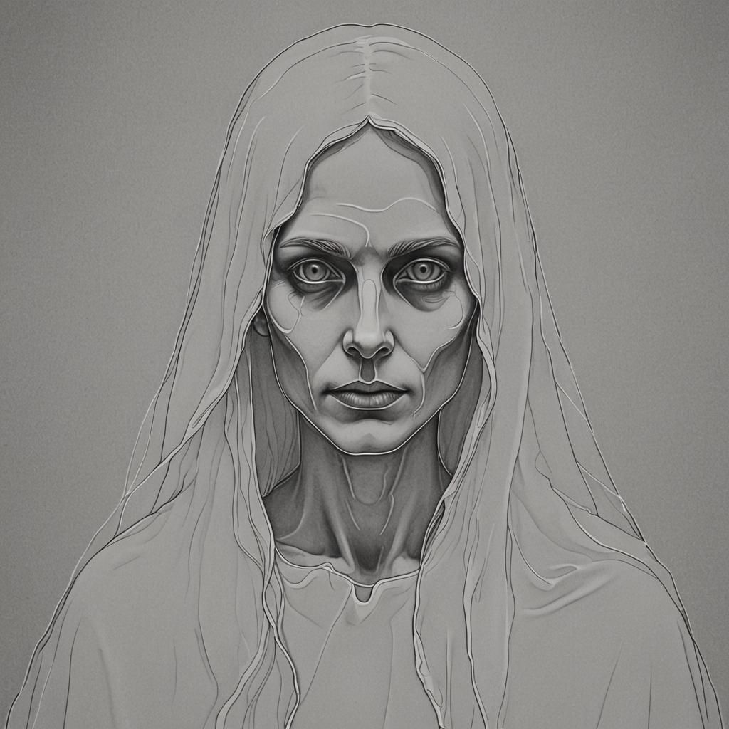 Ethereal Ghost Portrait in Delicate Outline