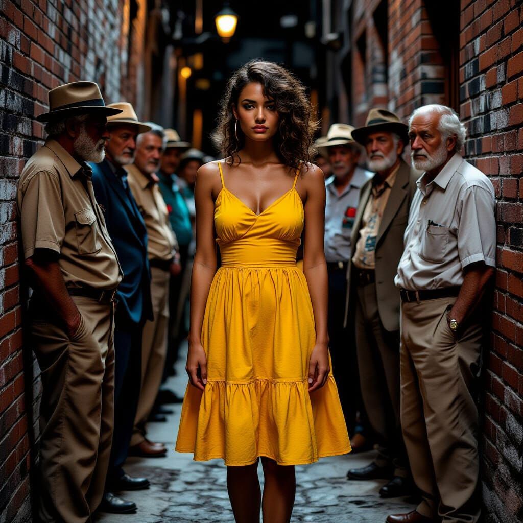 Woman in Alleyway: Basquiat-Inspired Art