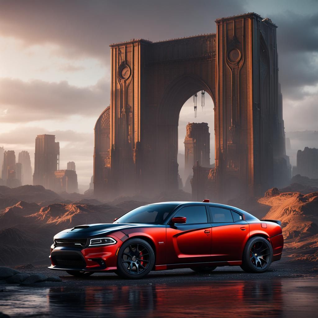 Detailed Matte Painting of a Dodge Charger