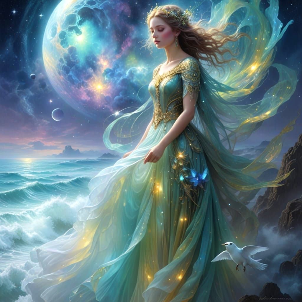 Surreal Photorealistic Masterpiece with Iridescent Whispers