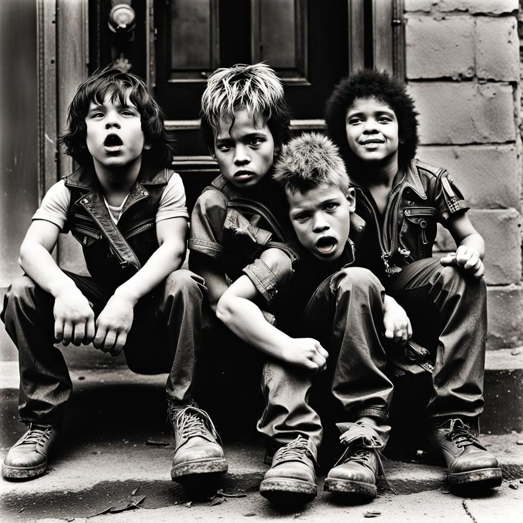 Muddy Child Playing in Street Scene