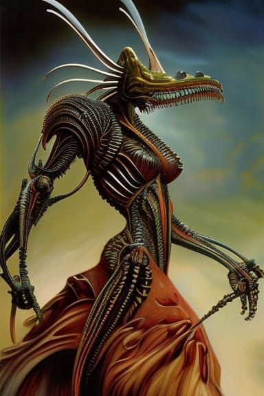 Alien Xenomorph Woman Portrait in Science Fantasy Style