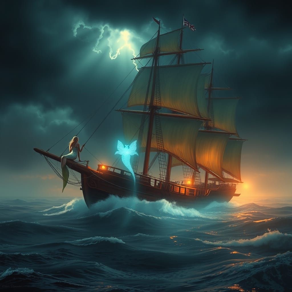 Mystical Mermaid in Ethereal Aura