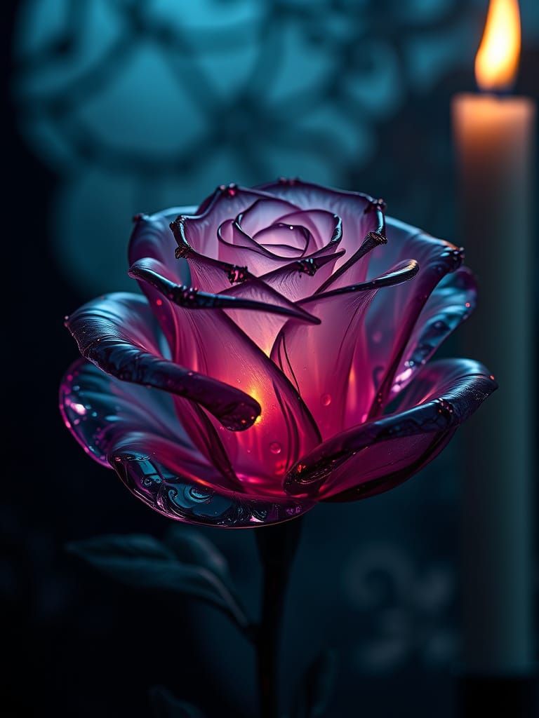 Ethereal Glass Rose in Gothic Elegance