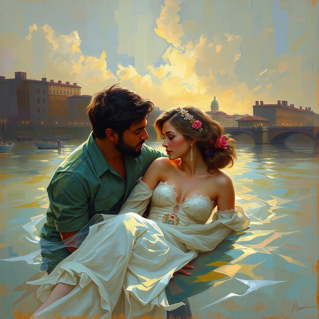 Surrealist Art Fusion in a Dreamlike Landscape