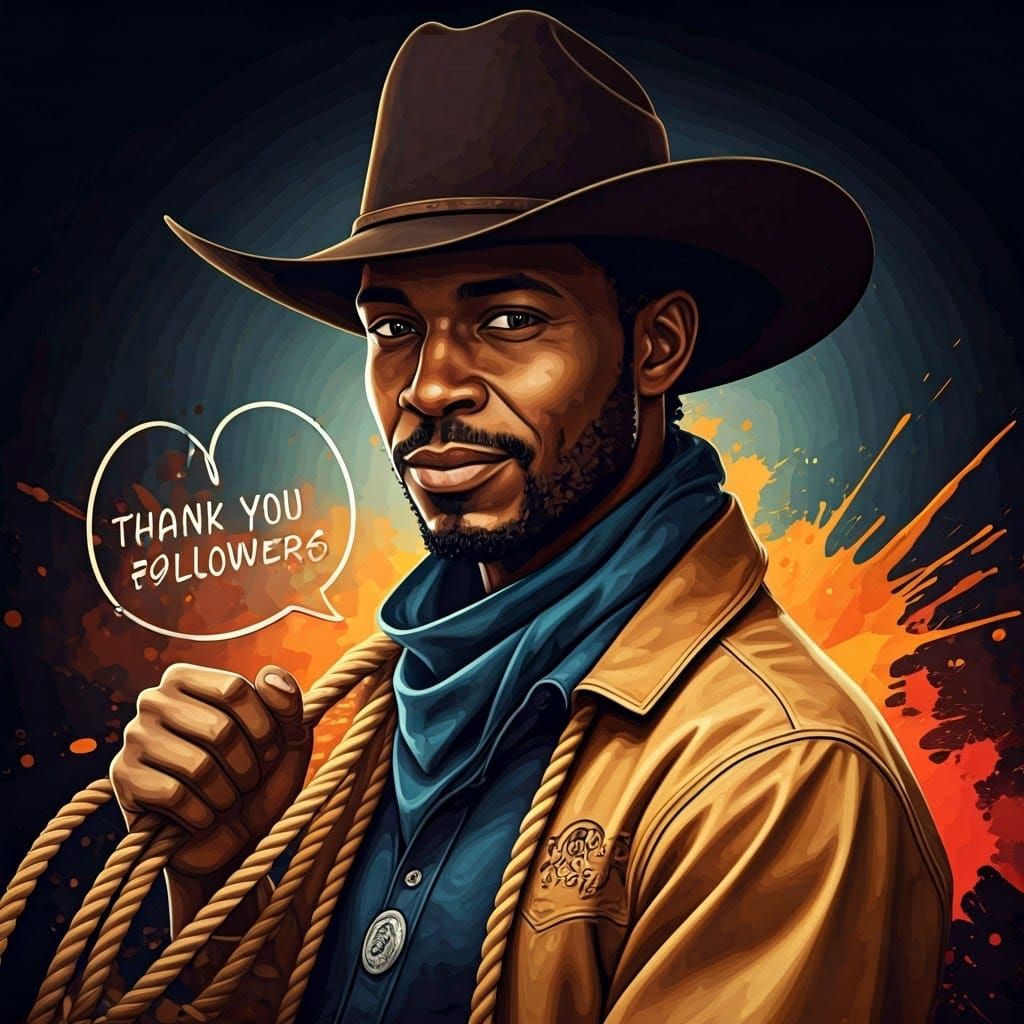 Cowboy Thank You with Graffiti Quote Bubble