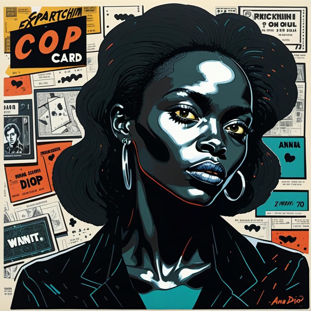 Comic Noir Scratch Card in 70s Expressionism Style