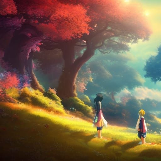 Anime Key Visual in Studio Ghibli Style