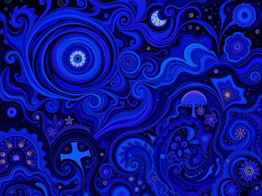 Swirling Night Landscape in Art Nouveau Style
