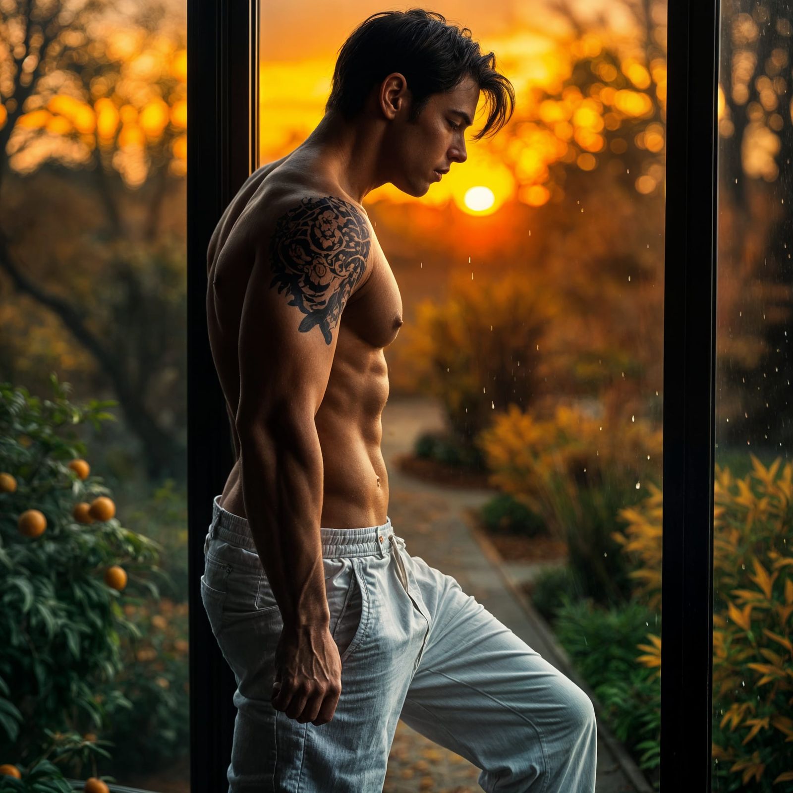 Sensual Pinup Model in Profile at Sunset