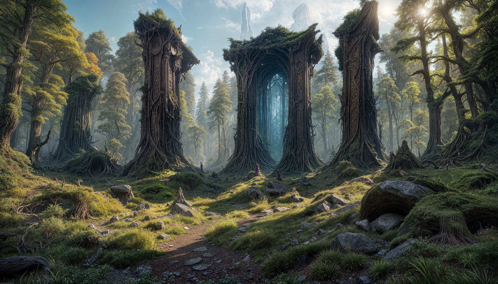 Arcane Monoliths in Ancient Forest Clearing