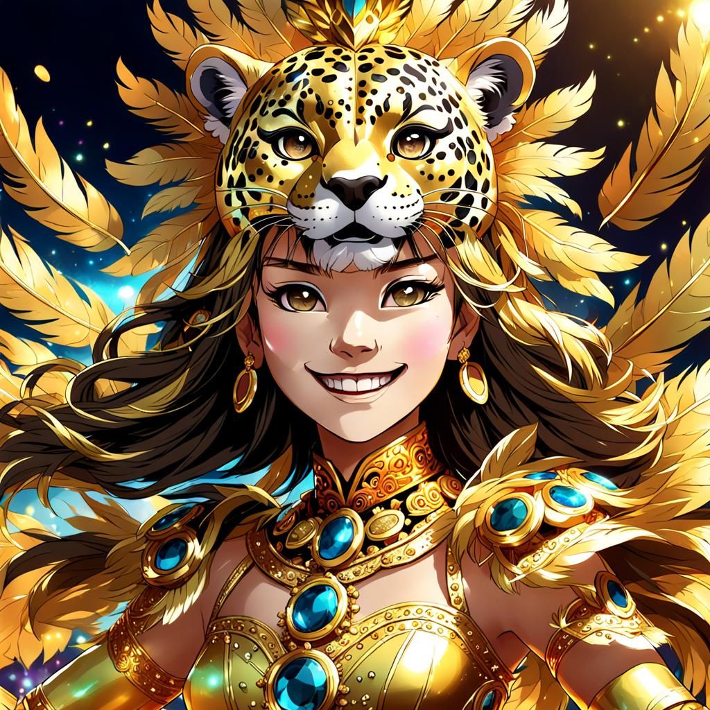 Carnival Muse Jaguar Head in Anime Art Style