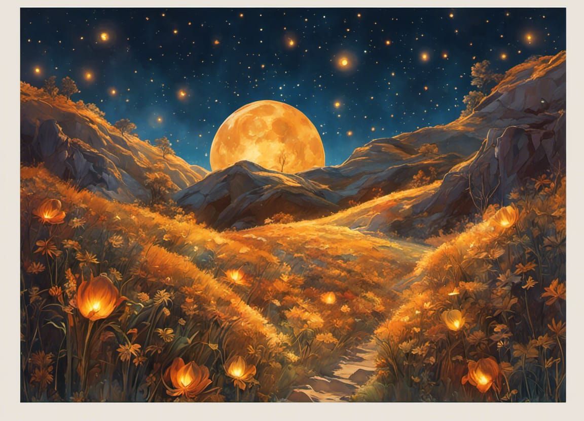 Glowing Chipmunks in Pumpkin Constellation by Van Gogh