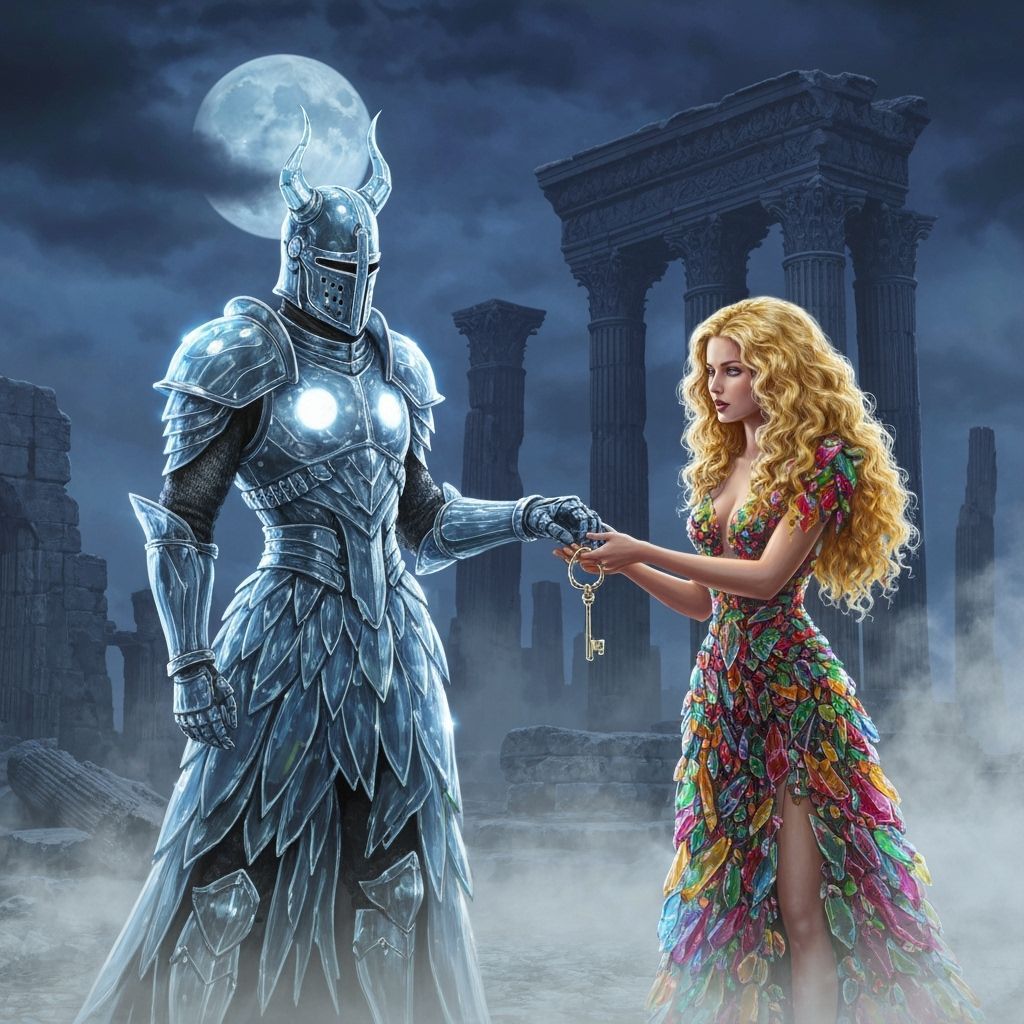 Knight in Glass Shard Armor Guarding Ruins