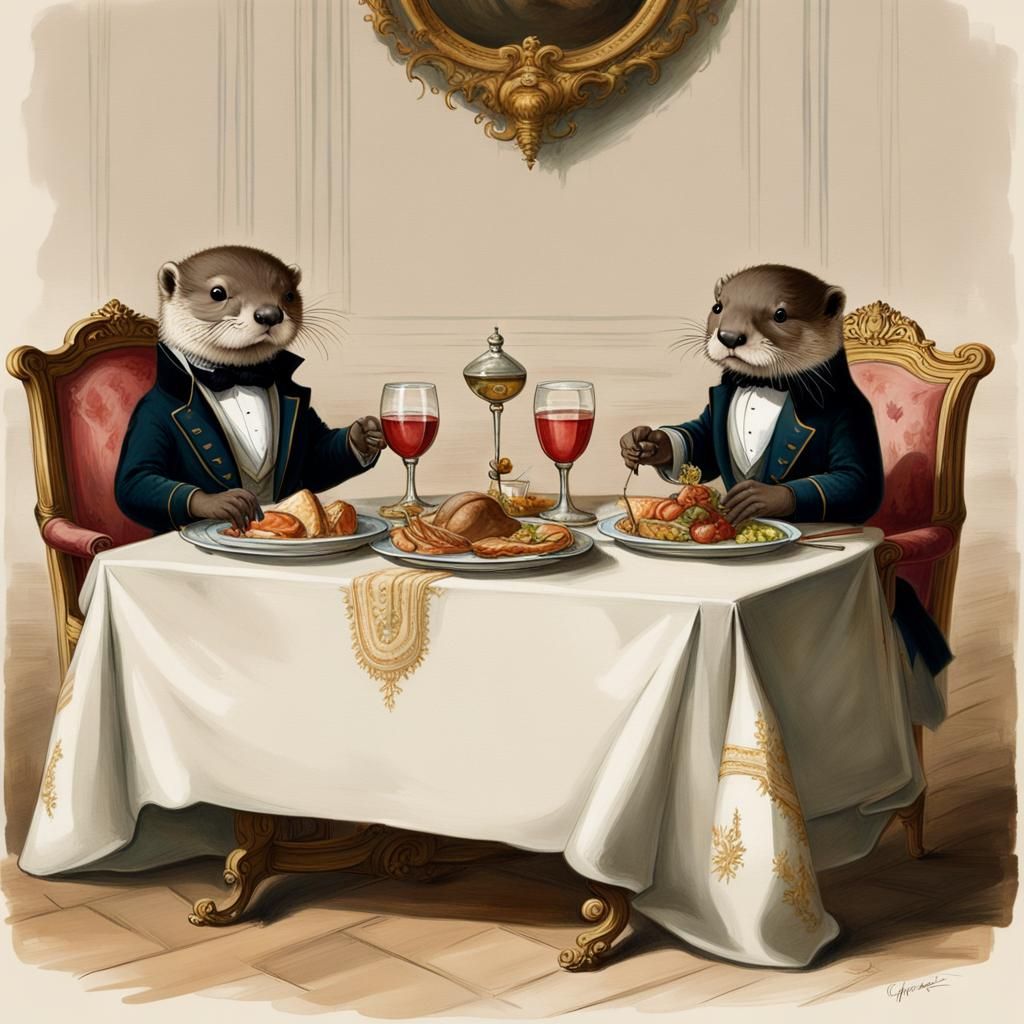 Otter Gentlemen at French Royal Court Feast