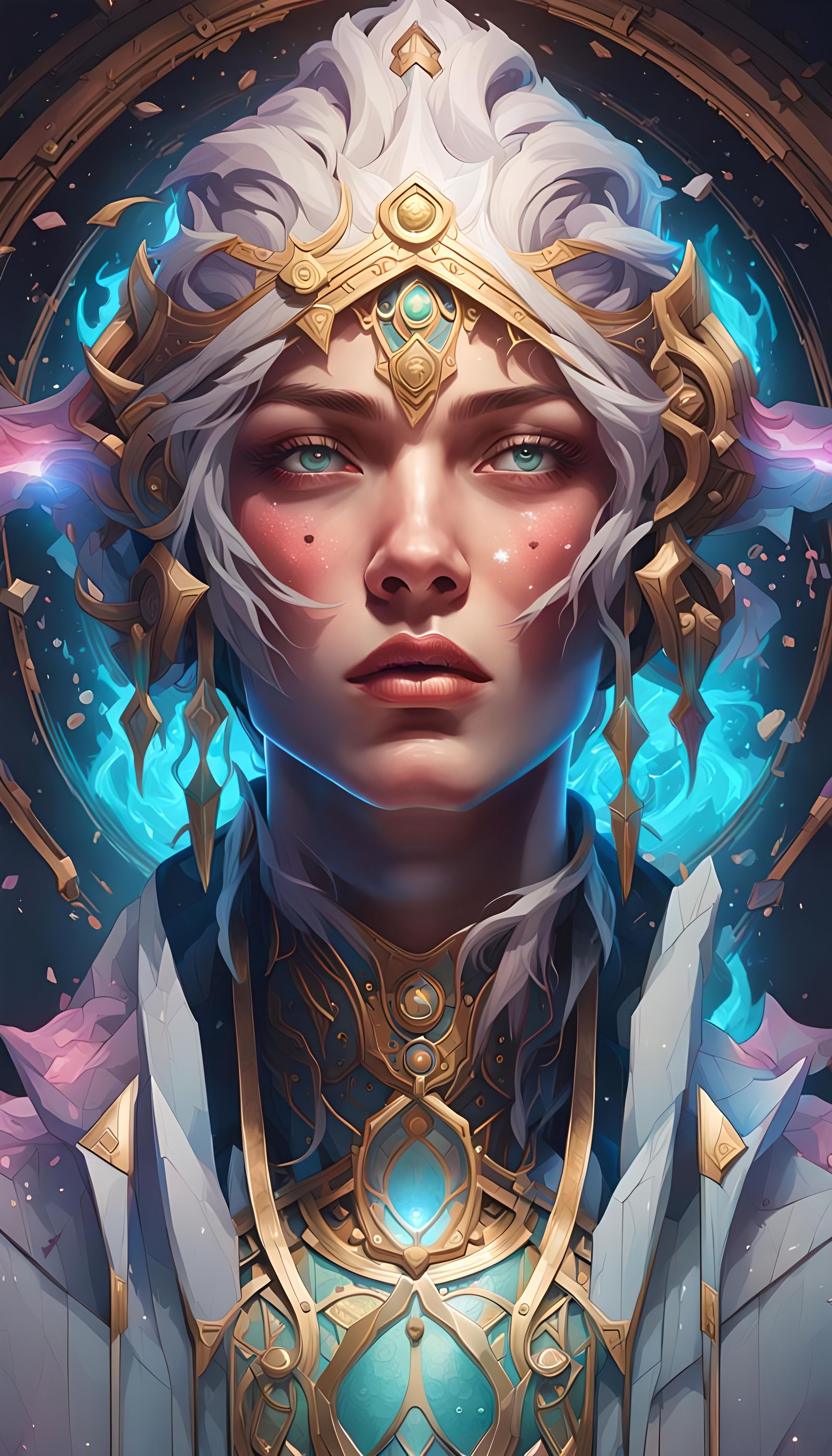 Divine Portrait with Surreal Aura, Detailed Concept Art