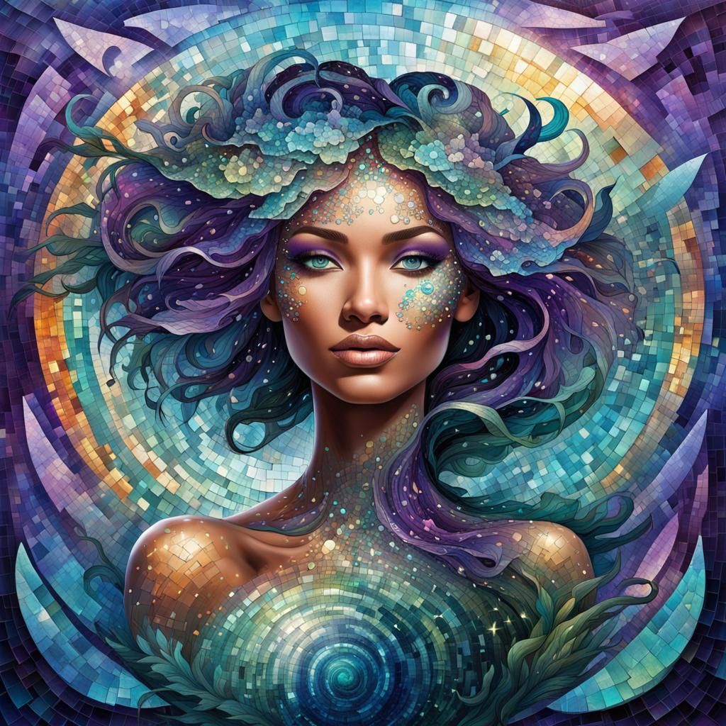 Ethereal Girl Portrait in Futuristic Style