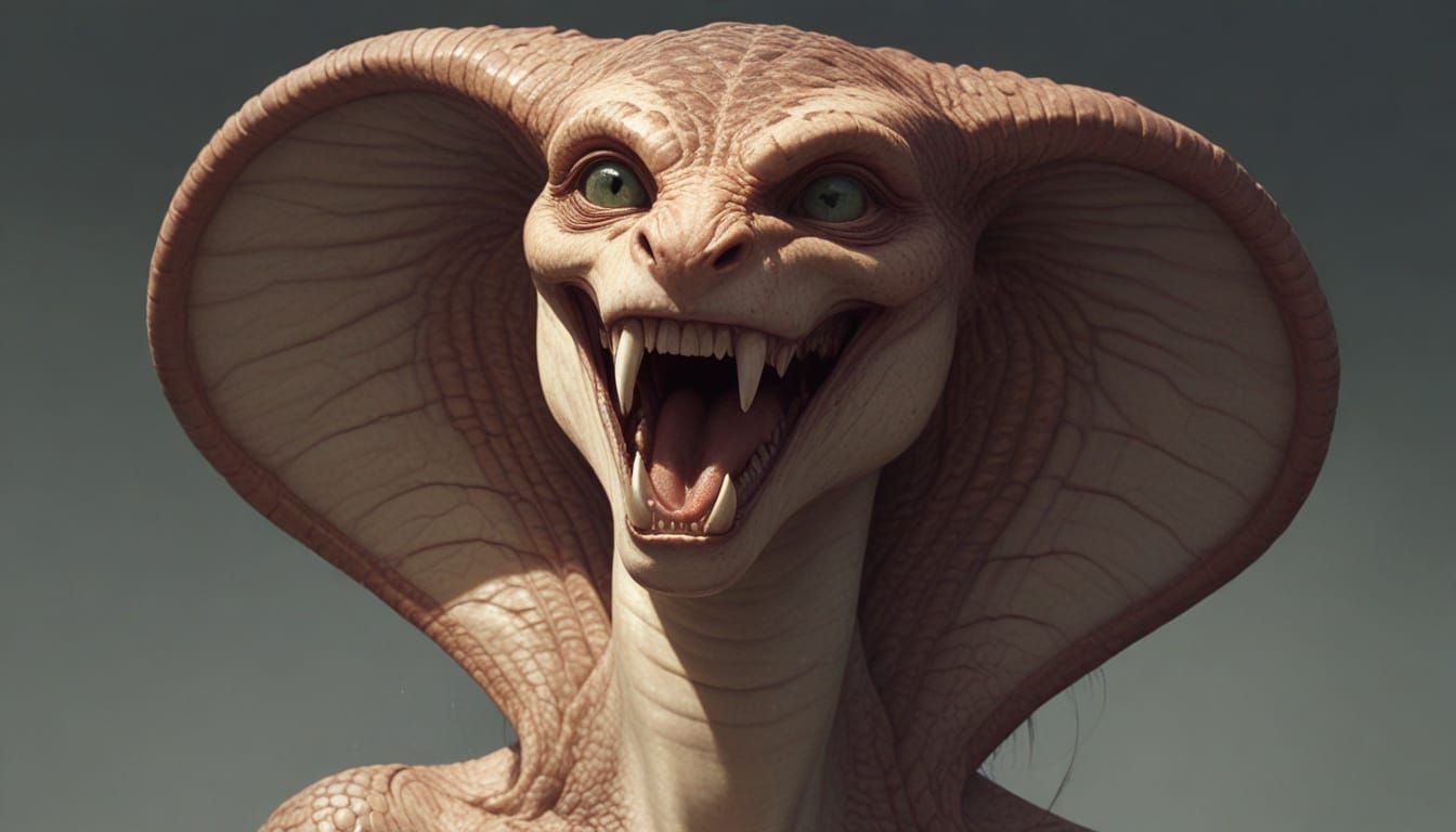 Seductive Cobra Goddess with Emerald Eyes