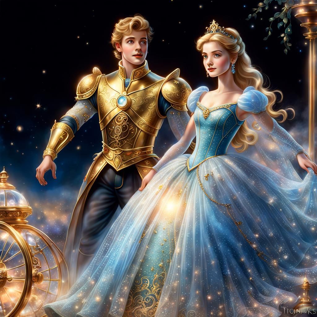 Cinderella in Glass Dress with Golden Tesla