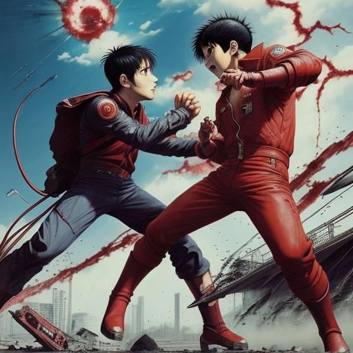 Epic Anime Fight Scene in Manga Style