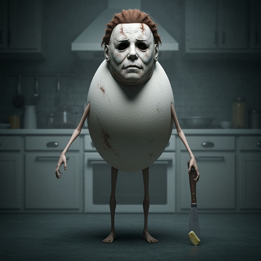 Horror Egg Character in Michael Myers Mask