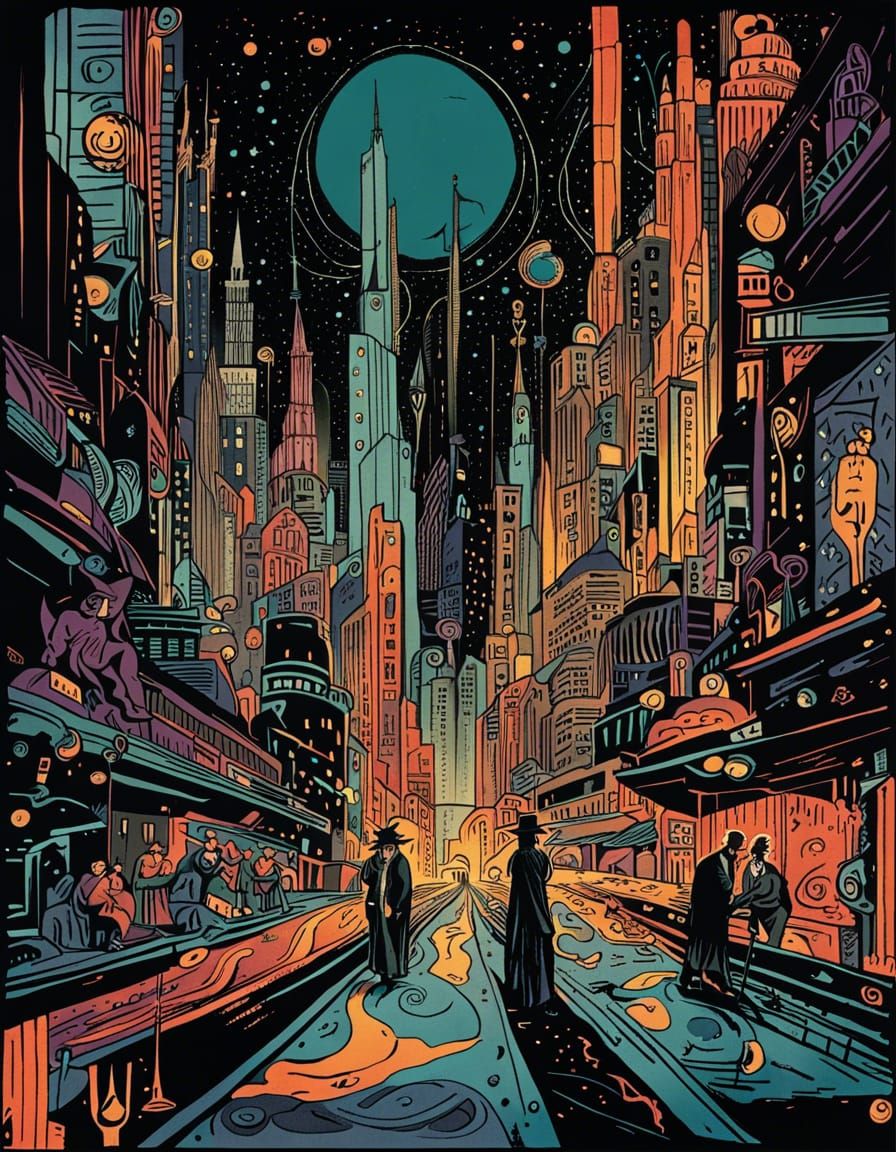 Anime Villains Duel in Cyberpunk Cityscape