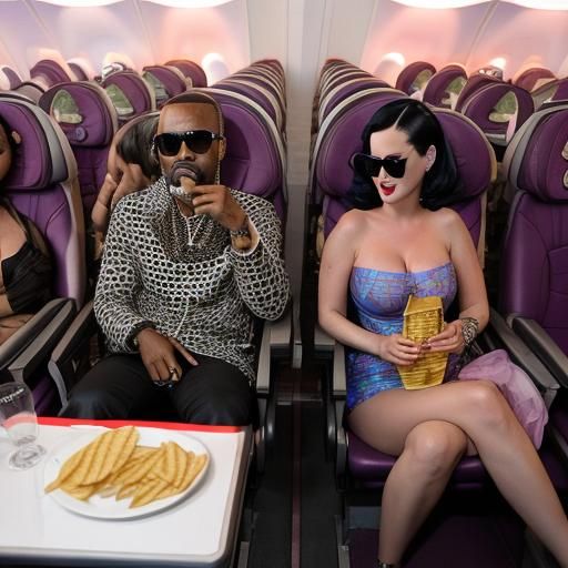 Katy Perry and Juicy J on Airplane