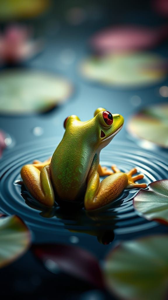 Frog and lotus. Egyptian Autumn season