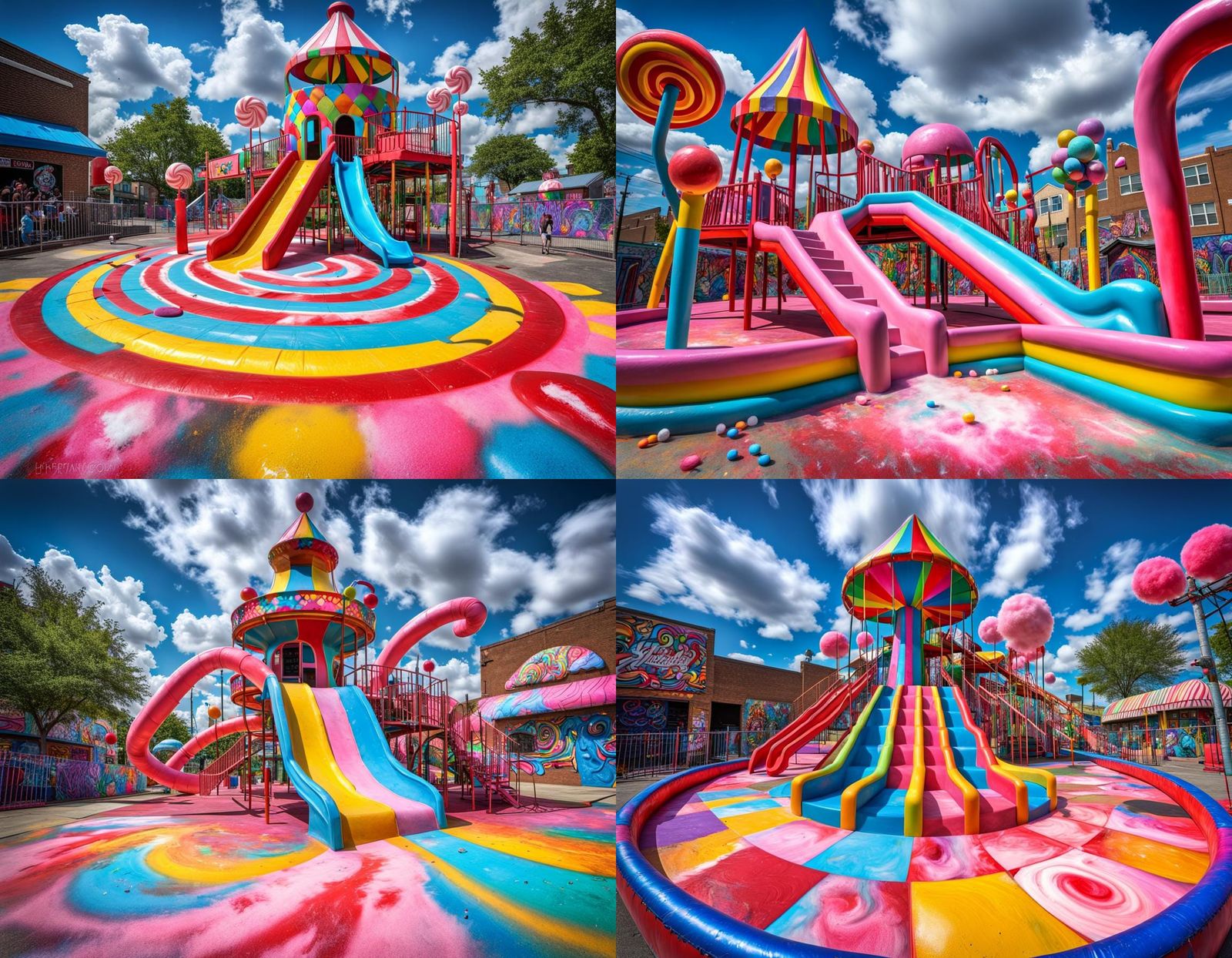 Candy Wonderland Playground in Vibrant Graffiti Art Style